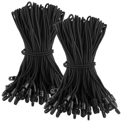 SINJEUN 80 Stück Spanngummi mit Haken 25 cm, Planenspanner Expander Gummispanner mit Haken Schwarz für Camping Planen, Anhängerplane