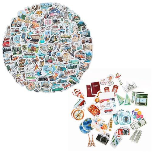 Travel Scrapbook 146pcs Waterproof Stickers Travel Stickers Vintage Stickers Retro Stickers Travel Stickers for Scrapbooking for Luggage Laptop Planner Mobile Phone Water Bottle Suitcase