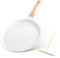 AKOLAFE Pancake Pan Non Stick Crepe Pan 24cm Cast Aluminium Tawa Roti Dosa Pans White Pancake Flat Skillet with Handle, Egg Frying Pans Induction Hobs Compatible, PFOA Free