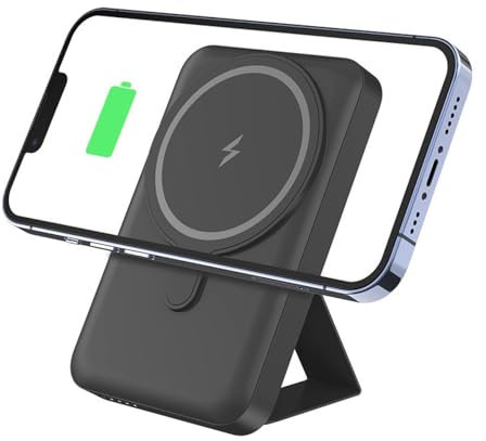 SDAJS Powerbank Powerbank/Halterung magnetische Powerbank 3-in-1-Uhr Ohrhörer kabelloses Laden Mobile Stromversorgung PD Zwei-Wege-Schnellladen (10000 mAh/schwarz)