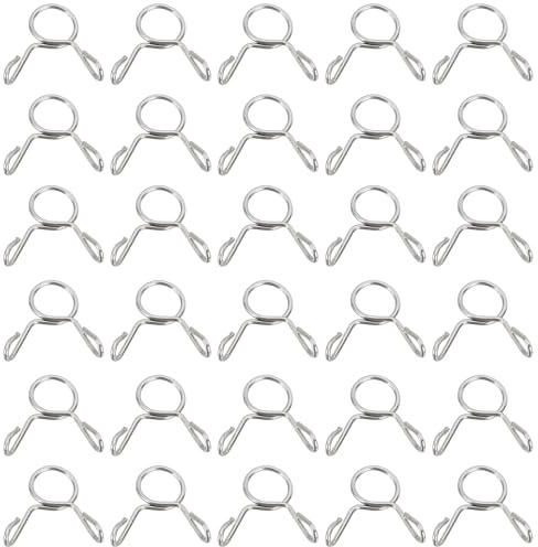 PATIKIL Wire Spring Hose Clamps, 32 Pcs for 6.8-7.3mm OD 0.24(6mm) ID 304 Stainless Steel Spring Clip Pipe for Fuel Line Silicone Vacuum Air Hose Tube Water Pipe, Silver