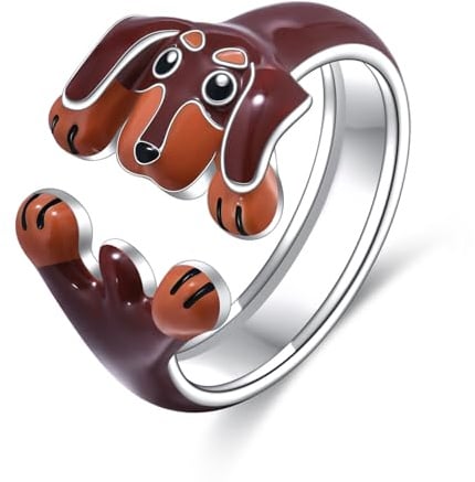 YFN S925 Sterlingsilber Dackel Ring Offen Verstellbar