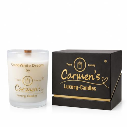 Coco White Dream – Kokos Duftkerze aus natürlichem Kokoswachs mit Coconut Bay Duft im Luxusglas, handgefertigte Kerze mit langer Brenndauer, Premium Raumduft für Wohnzimmer, Spa & Geschenkidee