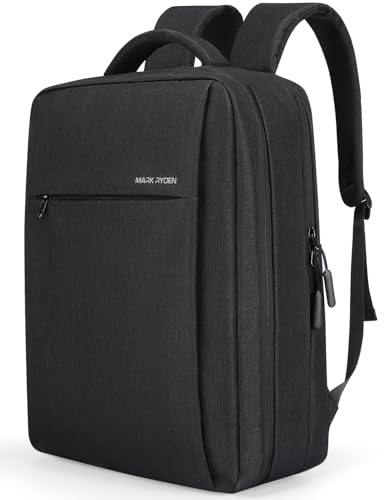 MARK RYDEN Laptop Rucksack Herren, 180 Grad Offen Schulrucksack Notebook Backpack Tagesrucksack, Wasserdicht Laptoprucksack für Schule Arbeit Reisen-Schwarz