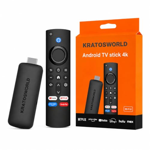 KRATOSWORLD TV Stick Android 14.0 4K UHD, WiFi 6, Bluetooth 5.0, 2 GB RAM + 8 GB ROM, Quad-Core RK3518, HDMI 2.0b, Convierte tu TV en Smart TV