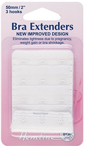 Hemline Women's Bra Back Extender, White, 50mm-3 Hooks 4 Rows