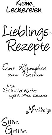 Rayher Stempel Leckereien, 6 Schriftzüge, Gummi, Grau, 2 x 0,8 x 0,06 cm