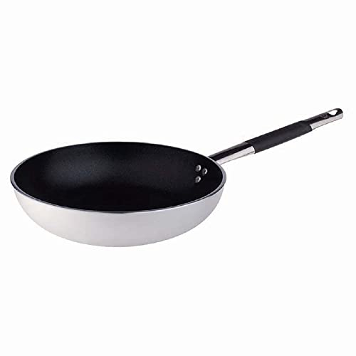 Pentole Agnelli ALSC2111BSC32 Padella Svasata Alta con Manico, Alluminio, Argento, 32 cm