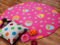 Snapstyle Kinder Spielteppich Eule Lila Pink Rosa Rund in 7 Größen