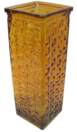 0 www.working-house.com (Floristería / Floreros) Jarron FLORERO Cristal Reciclado Cuadrado Naranja Grande