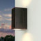 Licht-Erlebnisse Wandaußenleuchte Aluminium Glas Braun Antik IP44 Balkon Garten H:15,5 cm GU10 Up Down 2-flammig Moderne Outdoor Wandlampe Haus Tür AALBORG