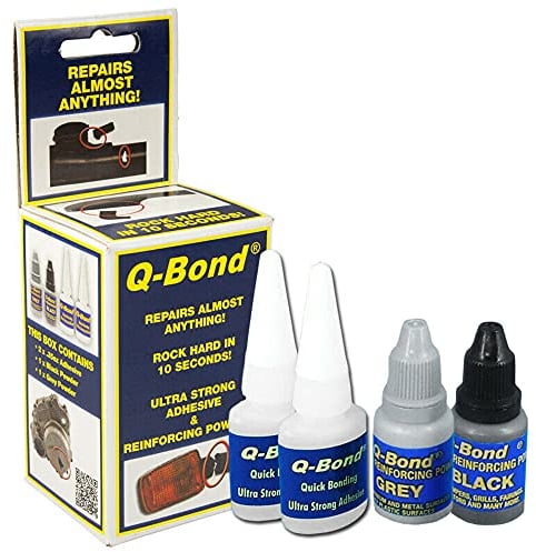 Q Bond Ultra Strong Adhesive & Filler Powder (Black & Grey) 10 Second Cure Time
