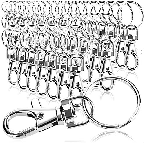 com-four® 40x snap hook with key ring - snap hook with swivel joint for key ring - 55 mm (40 pieces)