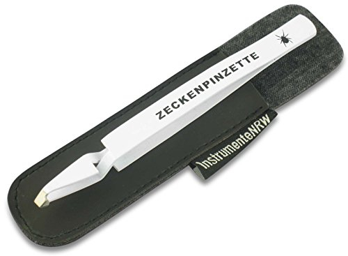 Weiße Zeckenzange Zeckenpinzette Kreuz Zecken Pinzette mit Etui Arrounder gegen Zecken und Nymphen
