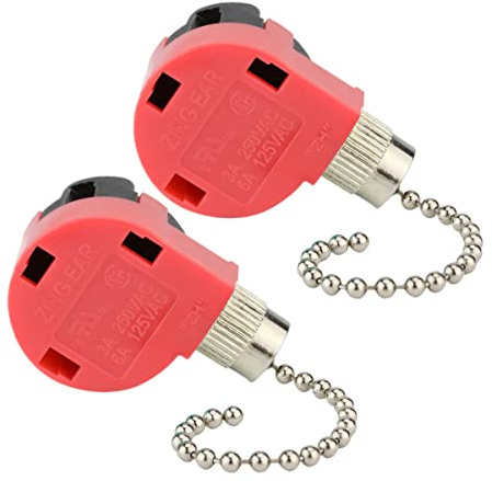 ZE-268S1 Ceiling Fan Switch Zing Ear 3 Speed 4 Wire Draw Chain Switch Control Replacement 3 Speed Control Switch Ceiling Fans, Wall Lamps, Cabinet Light, Nickel 2PCS