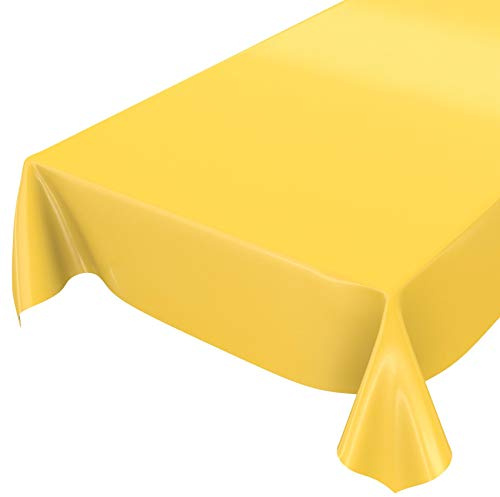 Wachstuchtischdecke Wachstuch abwaschbare Tischdecke Uni Glanz Einfarbig Gelb Schnittkante 350 x 140cm