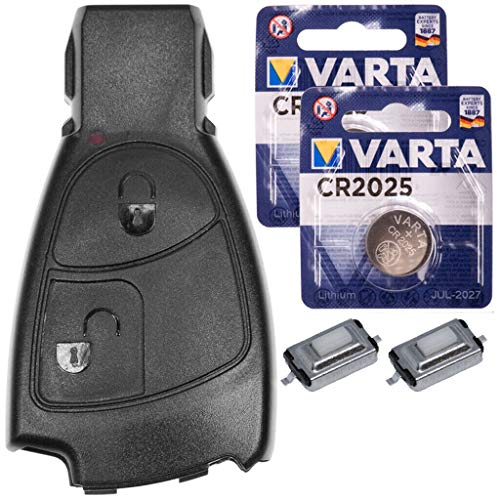 Repair Reparatur Satz Auto Schlüssel Set Austausch Gehäuse mit 2 Tasten + Drucktasten + Batterien kompatibel mit Mercedes W209 W169 W245 W203 R171