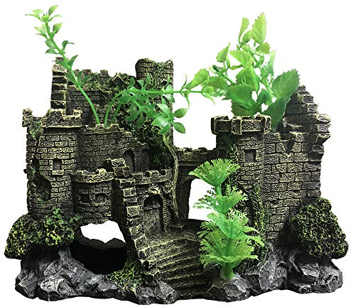 SLOCME Aquarium-Dekoration, mittelalterliche Harzschloss, Aquarium-Landschaft Ornament, Schlossunterstand für Aquarien, Dekorationen von Betta Fischversteck