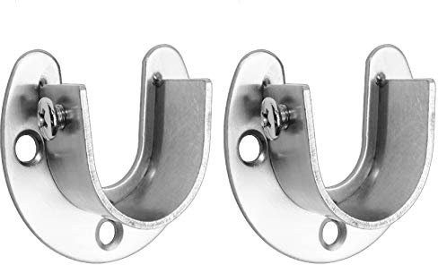 Tiberham Schrankstangenendstütze, Edelstahl, U-förmige Stangenbuchse, Flansch-Set, Kleiderschrankrohr, Schrankhebel, Duschvorhang, hängende Rohrstangenhalterung, Schienenhalter (25 mm, 2 Stück)