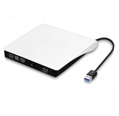 tengertang Lettore Blu-ray CD esterno USB 3.0 3D Blu-ray DVD masterizzatore/masterizzatore/lettore BD-ROM per PC Computer Notebook (bianco)
