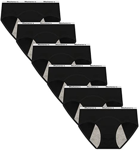 Nalwort Teen Girls Perioden Unterwäsche Menstruationsperiode Höschen Auslaufsicher Baumwolle Schutzslip 6er Pack, Mehrfarbig 1, 12-14 Years