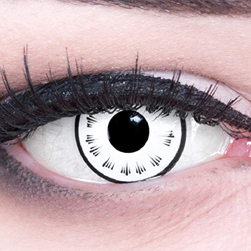 Meralens 1 Paar Farbige Anime Sharingan Kontaktlinsen Bayakugan in weiß schwarz perfekt zu Manga Hereos of Cosplay, Halloween mit gratis Kontaktlinsenbehälter 12 Monatslinsen ohne Stärke