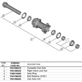 SHIMANO Achse Nabe komplett 100mm - WH-RX570-TL-F12