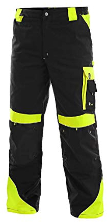 CANIS CXS Sirius Brighton Arbeitshose Herren reflektierend Hose Schutz für Maler Stuckateur Monteur Gärtner Mechaniker Cargohose große Taschen leichte Damen Schutzkleidung; schwarz mit gelb; (48)