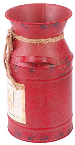 Milisten Vintage Décoratif Pichet Vase Rétro Métal Galvanisé Vase à Fleurs en Fer Arrangement de Fleurs Conteneur Cadeau de Noël pour Fleurs Séchées Artificielles Décor de Ferme Rustique