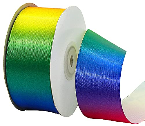 22mx 40mm Regenbogen Gradient Farben Satinband Schleifenband Satin Geschenkband Dekoband Nähband Bastelband Zierband für Weihnachten Hochzeit Valentinstag Deko Haarzöpfe Party Geburtstag,Regenbogen #1