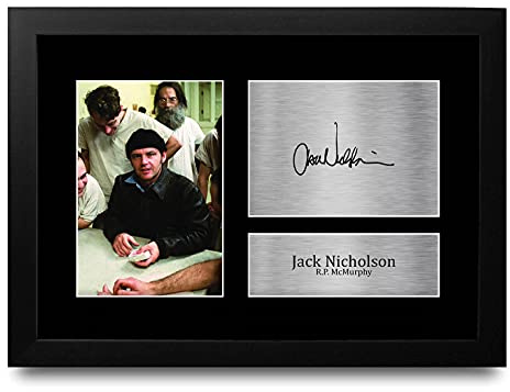 HWC Trading FR A4 Jack Nicholson One Flew Over the Cuckoo's Nest Geschenke Gedruckt, Signiert Autogramm Bild Für Film-Erinnerungsstücke-Fans - A4 Framed