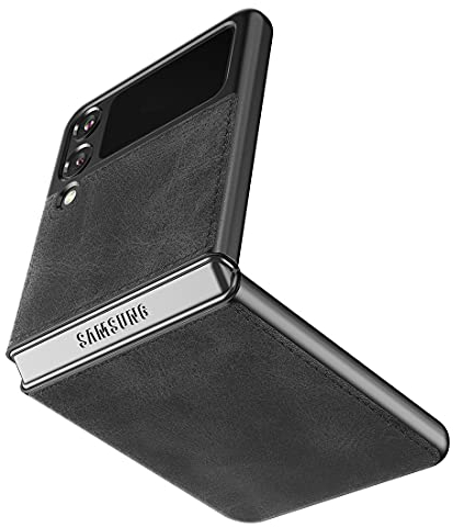 Cresee Custodia per Samsung Galaxy Z Flip 3 5G, in pelle PU, compatibile con Galaxy Z Flip3 2021, colore: Nero