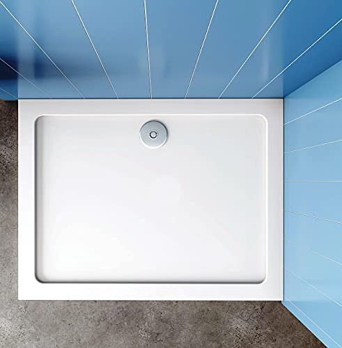 Aica Sanitär 110x70cm Duschtasse Für Duschkabine Walk in Dusche Duschabtrennung Duschwand Duschtür mit Ablaufgarnitur und Schlauch