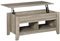 HOMCOM Lift Top Coffee Table w/Hidden Storage Compartment Open Shelves Lift Tabletop Pop Up Centre Table for Living Room Oak Effect