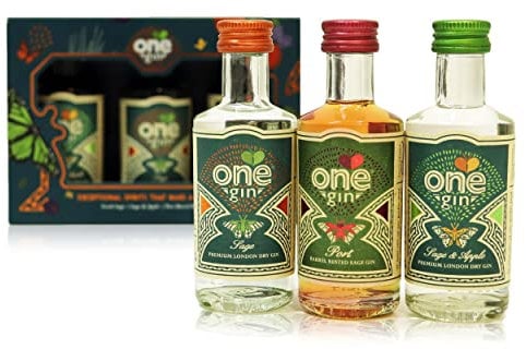 ONE Gin Miniatures Tasting Set | 3 x 5cl Mini Gin Bottles | Explore our Range of Deliciously Smooth and Aromatic Flavoured Gin with this Premium Gin Tasting Set | Perfect Gin Gifts for Men & Women