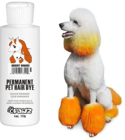 Opawz Permanenter Haustier Haarfarbe, Berufsstand Haustier sicherer Farbstoff hält über 20 Haarwäschen, leuchtende Farbe für Hunde und Pferde (Glühend Orange)
