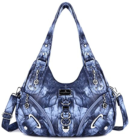 Angelkiss Hobo Geldbörsen und Handtaschen für Damen, Umhängetasche, Handtasche, Damen, große tägliche Schultertaschen, 7028#12blau