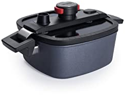 Woll Active Lite Kasserolle viereckig mit Active-Lite-Deckel, 22 cm x 22 cm, 9 cm hoch, 3,2 Liter, mit 2 Seitengriffen - Induktiv - Geeignet für alle Herdarten, Aluguss, anthrazit