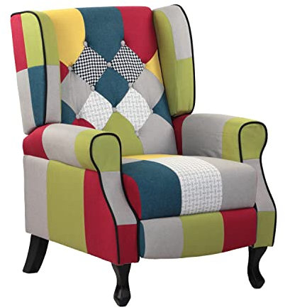 BRIGROS La voglia di fare WeHome – Relaxsessel mit ergonomischer Sitzfläche aus Stoff, Bettsessel, verstellbare Rückenlehne, für Wohnzimmer, Wohnzimmer und Büro (Patchwork, Patchwork)
