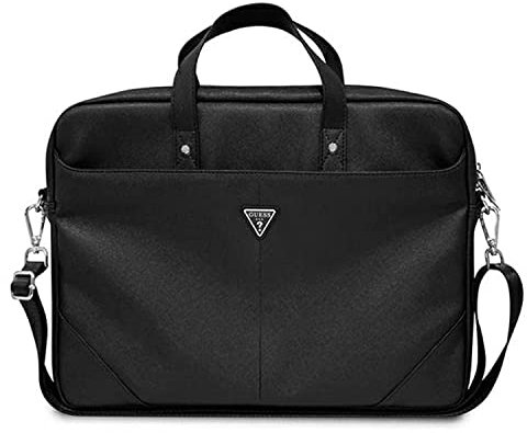 GUESS Saffiano Hot Stamp Triangle Logo, Sac Mixte, Noir