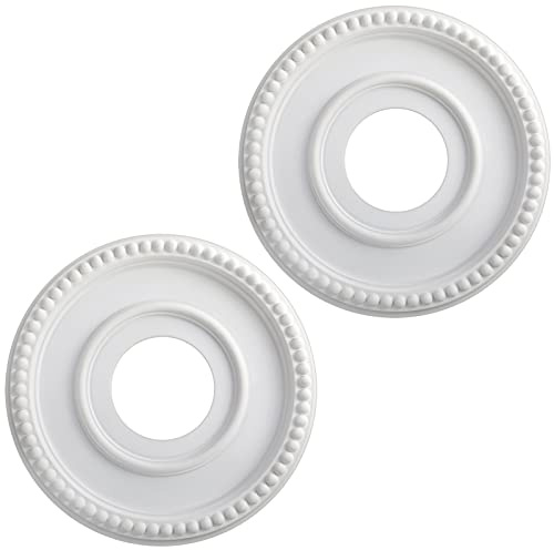 Moukeren 2 Pieces Ceiling Medallion Ceiling Fan Light Covers 12 1/2 OD x 3 7/8 ID x 3/4 P Smooth Ceiling Medallions for Light Fixtures Chandeliers Fan Medallion Round Ceiling Medallion Ring (White)