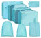 OSDUE Koffer Organizer Set 8-teilig, Packing Cubes, Wasserdichte Reise Kleidertaschen, Packtaschen für koffer, Verpackungswürfel mit Schuhbeutel, USB Kabel Tasche (Himmelblau)
