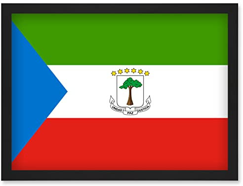 Artery8 Equatorial Guinea National Flag Patriotic Vexillology World Flags Country Region Poster Artwork Framed Wall Art Print A4