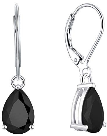 YL Damen Ohrhänger 925 Sterling Silber Zirkonia Schwarz Ohrringe