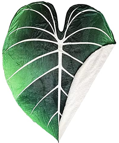 Blatt-Decke mit kreativem Design Blattförmiger riesiger Spaß realistisches großes grünes Blatt für Pflanzenliebhaber für Couch- und Bettdecken Realistische große Blattdecke für Couch oder Bed
