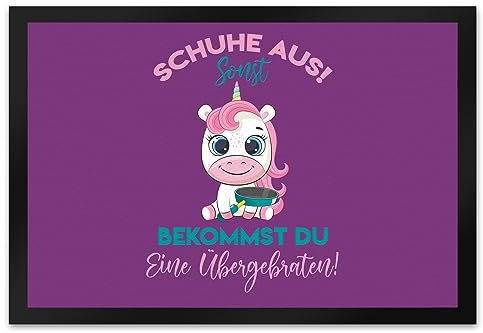speecheese Schuhe aus Einhorn Fußmatte XL in 40x60 cm Du bekommst eine Übergebraten in lila EIN farbenfroher Türvorleger für Deine Eingangstür Einhorn Fußabtreter Fabelwesen Türmatte Fantasy