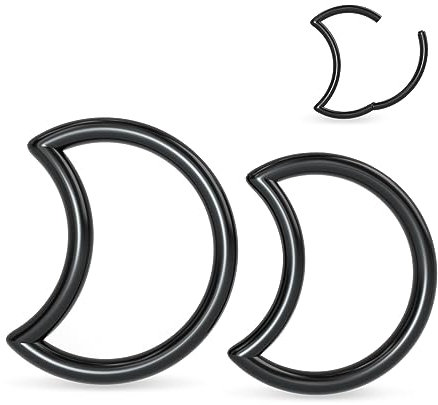 Longbeauty 2 Pcs Ohrpiercing G23 Titan Klicker Nasenring Knorpel Ohrring Segmentring Daith Conch Tragus Helix Septum Herz/Mond, 8MM/10MM, 1.2mm Schwarz, Stil B