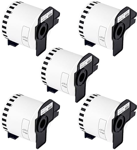 Meritom 5Roll DK-22205 Etikett, kompatibel mit Brother DK22205, 62 mm x 30,48 m, durchgehendes Papier für Brother QL-Etikettendrucker QL-500 QL-700 QL-710W QL-800 QL-810W QL-820NWB QL-1050 QL-1060N