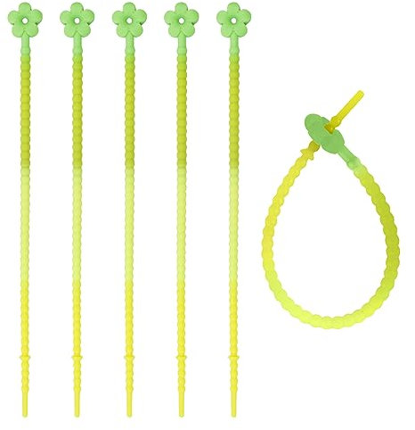 5 Piezas Bridas de Alambre, Bridas Cables Silicona Reutilizables Elásticas Flores Correas para Cables para Auriculares Cable de Carga Hogar Oficina Organización (Gradiente de Verde Amarillo)