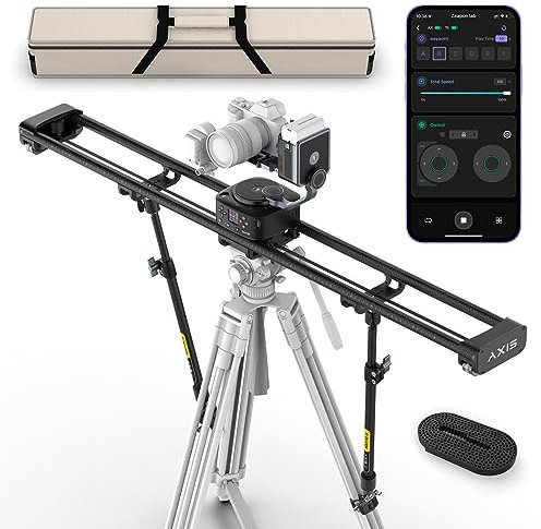 Zeapon AXIS 120 Pro (3-axis) Multi-axis Motorized Camera Slider, 47''/120cm DSLR Dolly Carbon Fiber Electric Track, LCD Screen APP Control, Pan Head for 360° Panoramic Time-Lapse Follow Focus